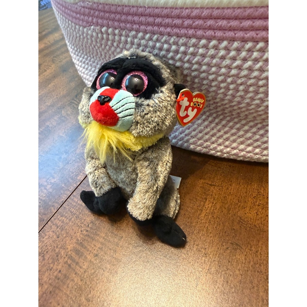Ty Beanie Boos Wasabi Baboon 6" Plush 36895 Pink Glitter Eyes With Tag